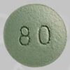 OxyContin 80 mg ER Tablet – Extended-Release Oxycodone Pain Relief. Green OxyContin 80 mg extended-release oxycodone tablet marked “80,” prolonged-release pain medicine.